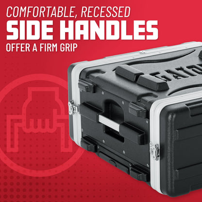 Gator Cases Lightweight Rolling 4U Rack Case with Heavy Duty Latches, Retractable Tow Handle, and Recessed Wheels, Standard 19.25" depth (GRR-4L)