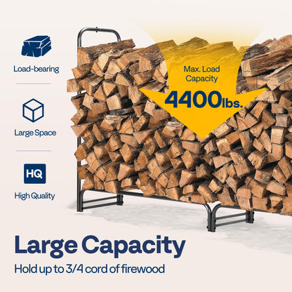 VIVOHOME 12 ft Heavy Duty Firewood Rack Outdoor with Cover 21.5 Inches Folding Firewood Storage Log Rack