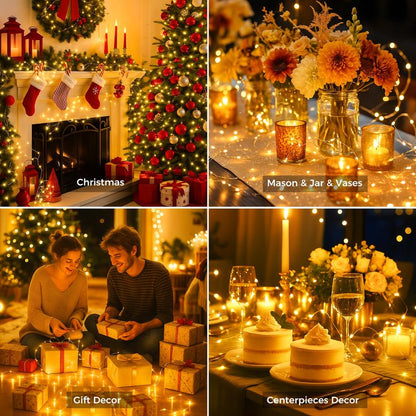 litogo 12 Pack Yellow Fairy Lights Battery Operated with Timer, 20 LED 3 Modes Twinkle Light, 7ft Waterproof Silver Wire Mini Small Bulk Mason Jar String Light, Decor for Wedding Party Christmas