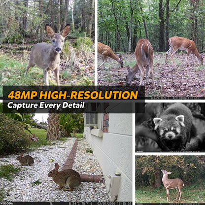 WOSODA ﻿3 Pack Trail Cameras, 48MP 4K No-Glow Night Vision Game Camera, Trail Cam with Motion Activated, IP66 Waterproof,2''LCD Screen,120° Wide Lens Wildlife Camera,Outdoor Scouting & Security