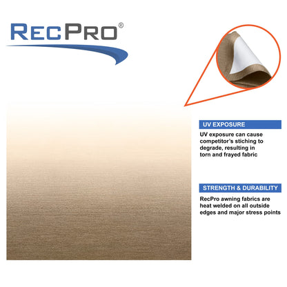 RecPro RV Awning Fabric Replacement | Width Options from 8 to 22 Feet | Variety of Color Options | 8' (96") Length RV Awning Replacement | Premium Vinyl (17' - Actual Width 16' 1", Tan/Camel Fade)