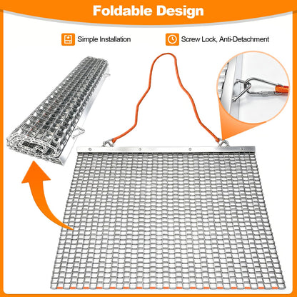 Umisu 3' x 3' Heavy Duty Drag Mat – Pre-Assembled Zinc & Steel Mesh Field Leveling Mat for ATV/UTV, Lawn, Gravel Driveway, Garden & Soil Aeration – Rust-Resistant Tow-Behind Ground Leveler