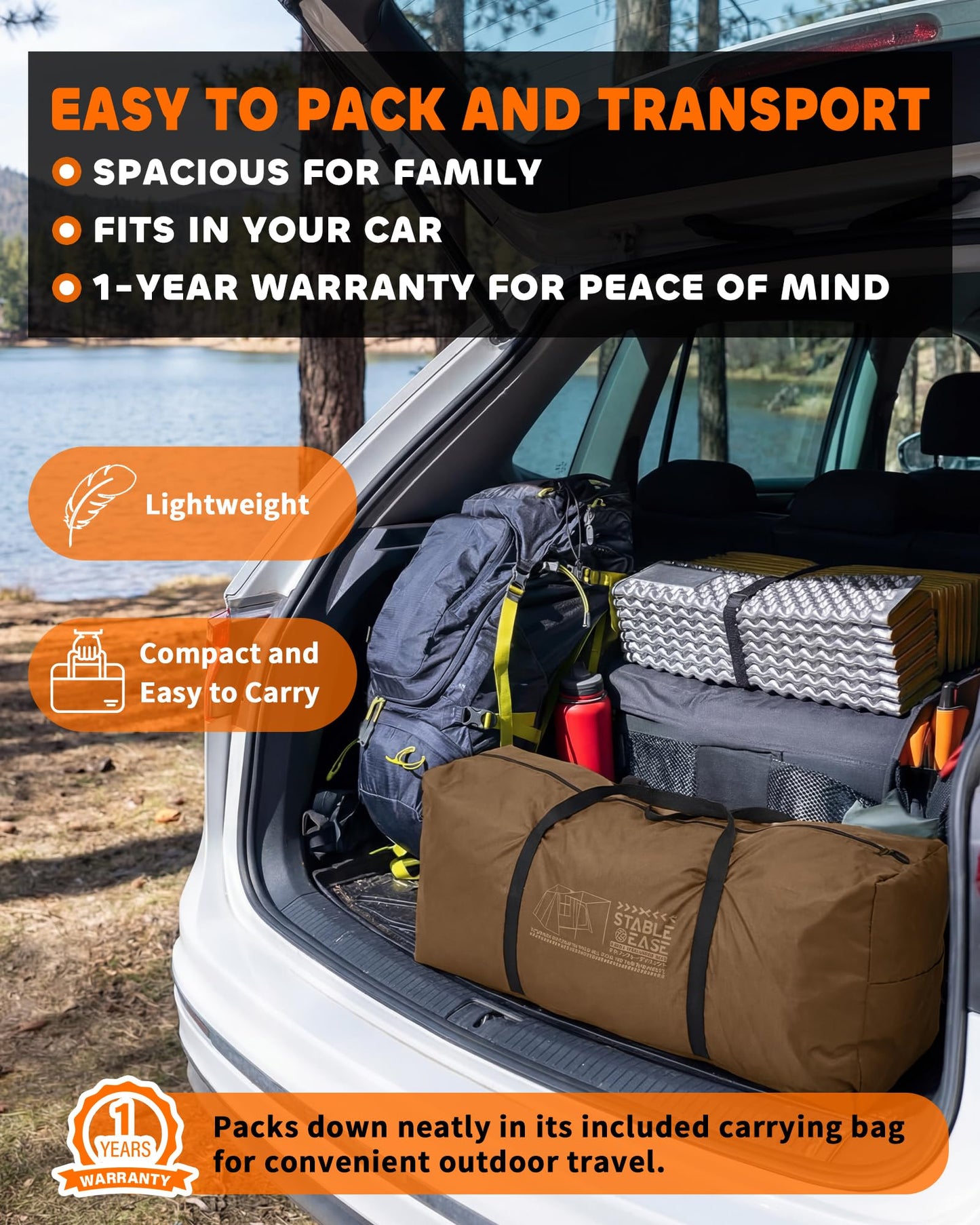 Inflatable Camping Tent for 5-8 Person, Oxford Waterproof Blow Up Air Tent with Skylight & Mesh Windows, Quick Setup with Hand Pump, Carrying Bag, 4 Season UV Protection for Outdoor Glamping Family