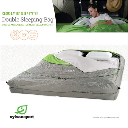 SylvanSport Cloud Layer Sleeping Bag for Adults - Adjustable Layers for 3-4 Season use - Integrated Cotton Sheet