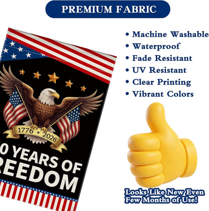 250th Anniversary America Garden Flag - Patriotic Double-Sided Eagle Design | 12x18 Inch Commemorative Banner