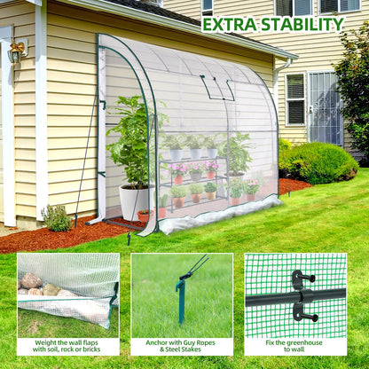 Ohuhu Portable Lean to Greenhouse with 3 Pack Plant Shelves, White