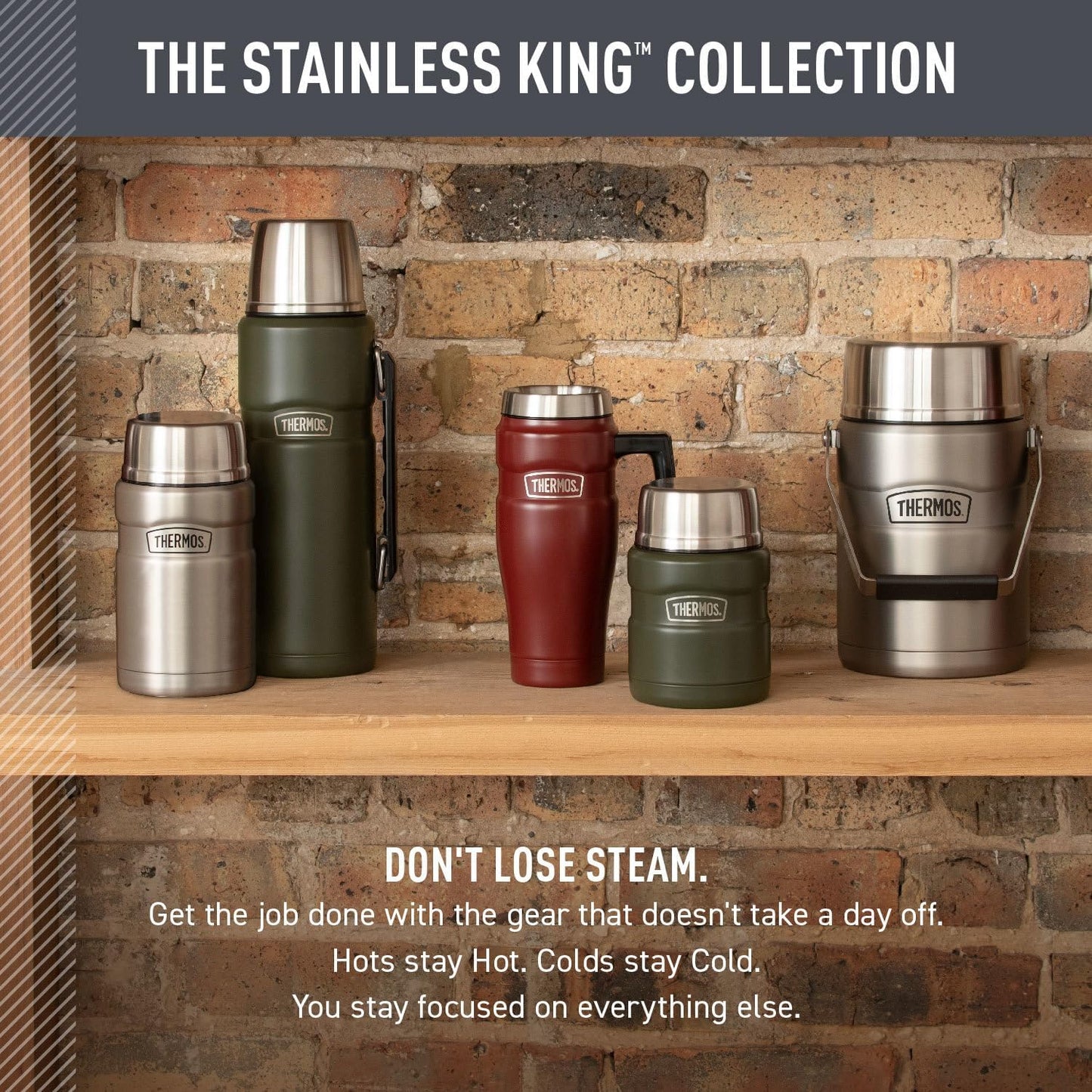 THERMOS Stainless King Vacuum-Insulated Food Jar - 24 Ounce, Matte Steel Finish for Ultimate Temperature Retention