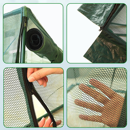 timiland Crop Cage Large Size Plant Protection Tent 6.5'x10' with 2 Zippered Doors, Steel Frame,Easy to Install ,for Garden, Vegetables Flowers Fruits Herbs(Light Green)