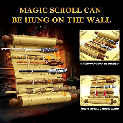 HIGH GODO Magic Wand Scroll Building Set for Adults MOC Magic Wizard Wand Model Kit Can Be Hung on The Wall Home Office Decor Kit Creative Toys Gifts for Teens Adults 14+ (761 PCS)