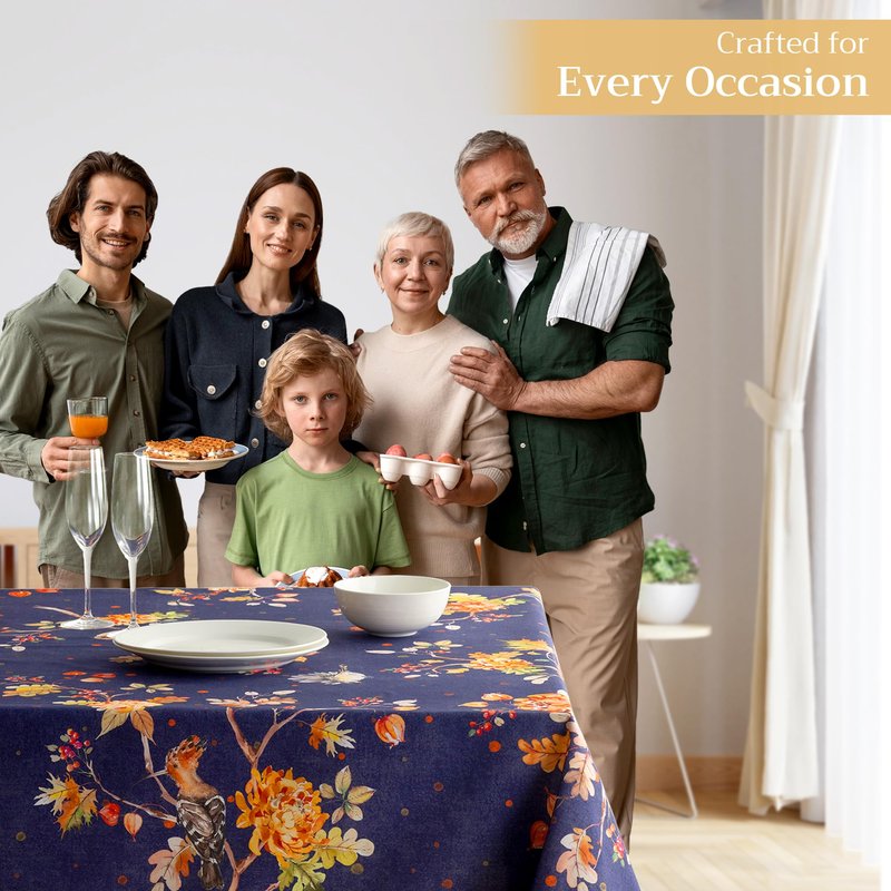 Maison d' Hermine Table Cloth Rectangle Table 100% Cotton 60 x 108 Inches Fall Tablecloth Reusable Everyday Use for Thanksgiving Christmas Decorations Dining Farmhouse Party (Kelim - Infinity)