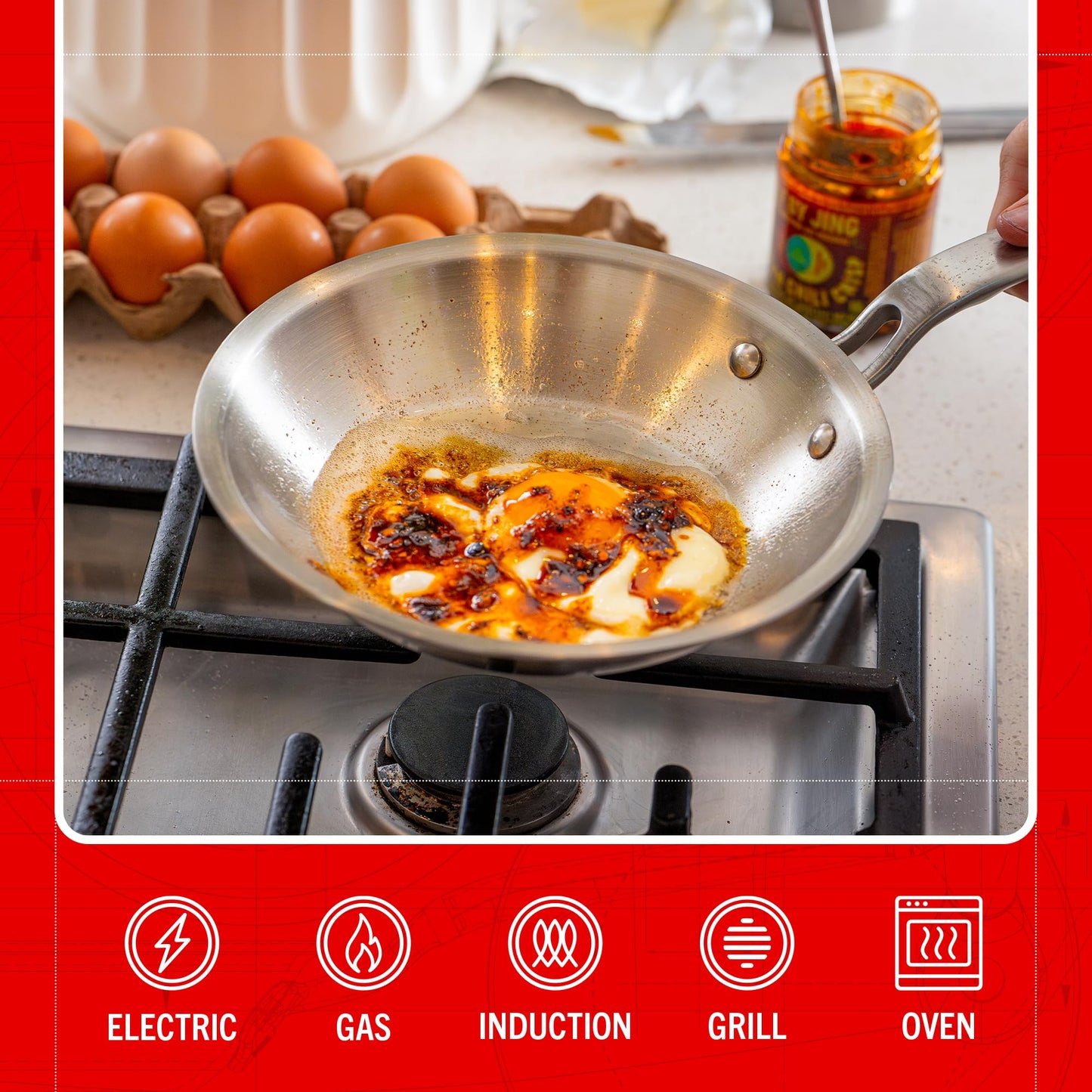 Heritage Steel Eater Series 8.5 Inch Frying Pan | Made in USA | 5-Ply Fully Clad Stainless Steel | Stay Cool Handle Design | Induction Ready & Non-Toxic
