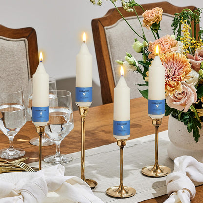 Smokeless Candlesticks Short Taper Candle,Unscented 5 Inches Cream White Candle Sticks Dripless Tapered Candles for Home Décor Weddings(4pcs-Cream White)