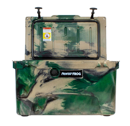 Frosted Frog Olive Green Camo 45 Quart Ice Chest Heavy Duty High Performance Roto-Molded Commercial Grade Insulated Cooler
