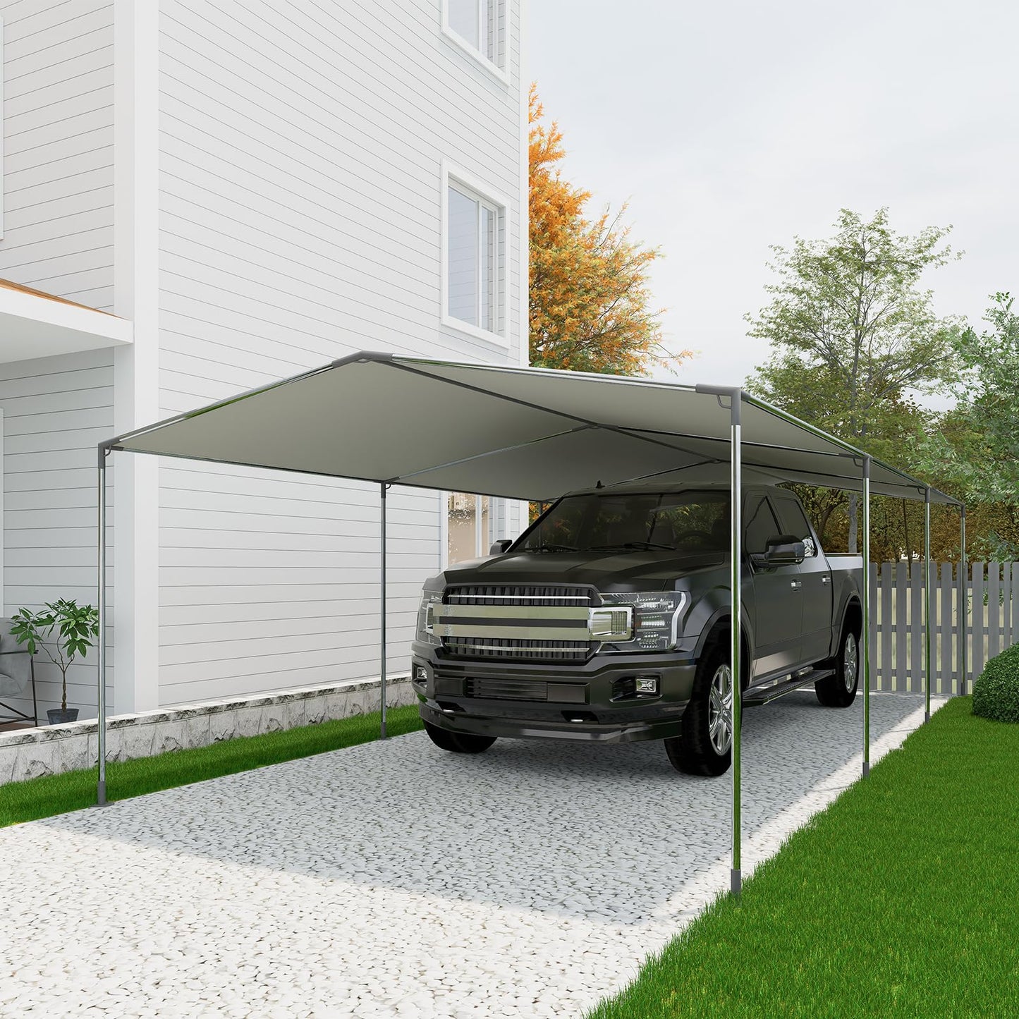 ICITYWALL 8 Leg Carport Kits，Low Peak Canopy Fitting Kit with 1-3/8" ID, Galvanized Steel Carport Connectors, shed Frame kit DIY Project