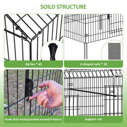 INJOPEXI Metal Chicken Coop 130"×40"×39" Chicken Runs for Yard with Cover Chicken Playpen Enclosure Chicken Pen Kennel Duck Coop Cage for Outdoor Backyard Farm Rabbit Dog Cat Small Animal Poultry