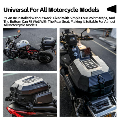 Rhinowalk Motorcycle Tail Bag Travel Luggage Expandable Motorcycle Helmet Bag 23L-35L Waterproof All Weather/Trunk/Rack Bag with Sissy Bar Straps-Matt Black New Upgrade