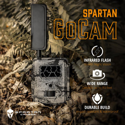 Spartan Camera Gocam 4G LTE Trail Camera, Free Roaming in US, Remotely Update Camera Settings, Fully Configurable via App, HD Video, HD Photo, Blackout Flash, Hunting (1, AT&T)