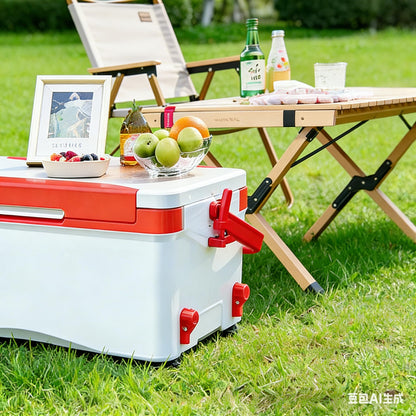 38QT Fishing Seat Box, Outdoor Insulated Cooler with Adjustable Elevating Legs & Drain Plug, Heavy Duty Portable Seat for Uneven Ground, Suitable for Fishing, Camping, Picnics, Outdoor Activities