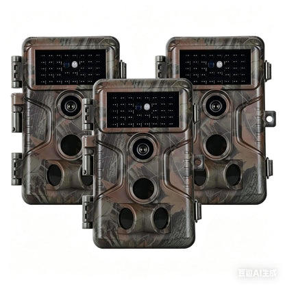 Folgtek 3pack Trail Cameras Gam Cam 64MP 1296P with Sound Recording, 2.4'' LCD Night Vision Motion Detection 0.1s Trigger Time, 120° Wide Angle Monitor IP66 Waterproof for Wildlife Home Security