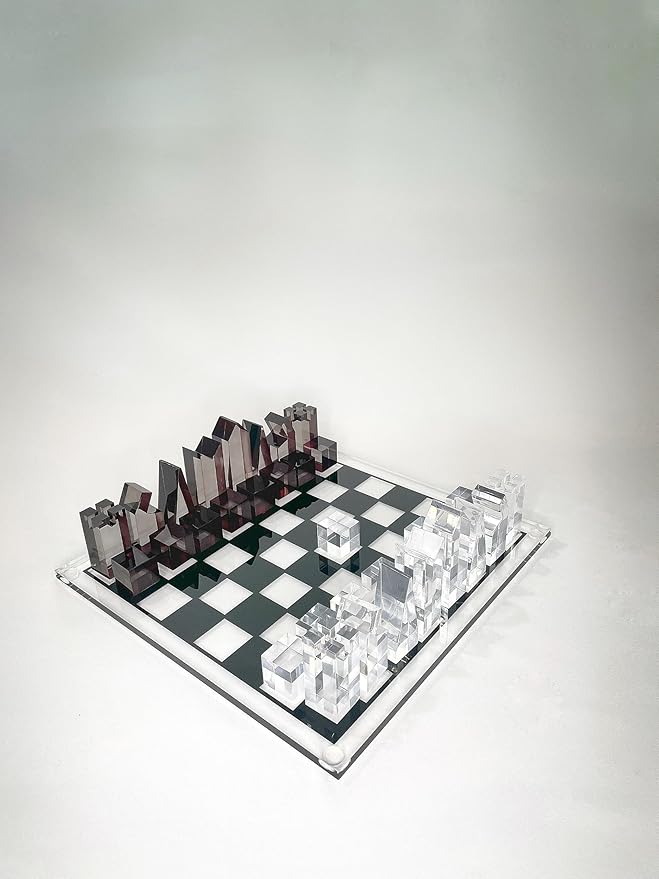 Luxury Acrylic Chess Set Sophisticated Stylish Design Multiple Colors Available (Clear/Gray-Smoke)