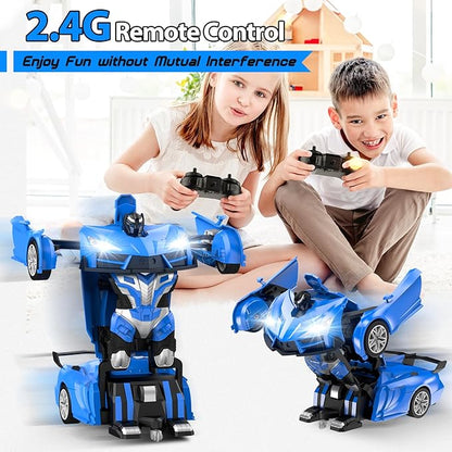 Transform Remote Control Car RC Cars for Boys Age 3-5 6-8 One-Button Transform Toy Cars 2.4GHz 360° Spin 1:16 Scale Flashing Headlight3-8 Year Old Grandkids Christmas Birthday Gifts