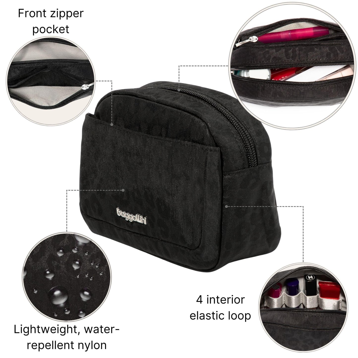 Baggallini Travel Accessory Bundle - Compression Cube 3-piece set + Clear Travel Pouches + Small Pocket Cosmetic + Hanging Travel Toiletry Kit
