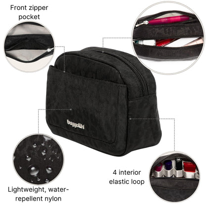 Baggallini Travel Accessory Bundle - Compression Cube 3-piece set + Clear Travel Pouches + Small Pocket Cosmetic + Hanging Travel Toiletry Kit