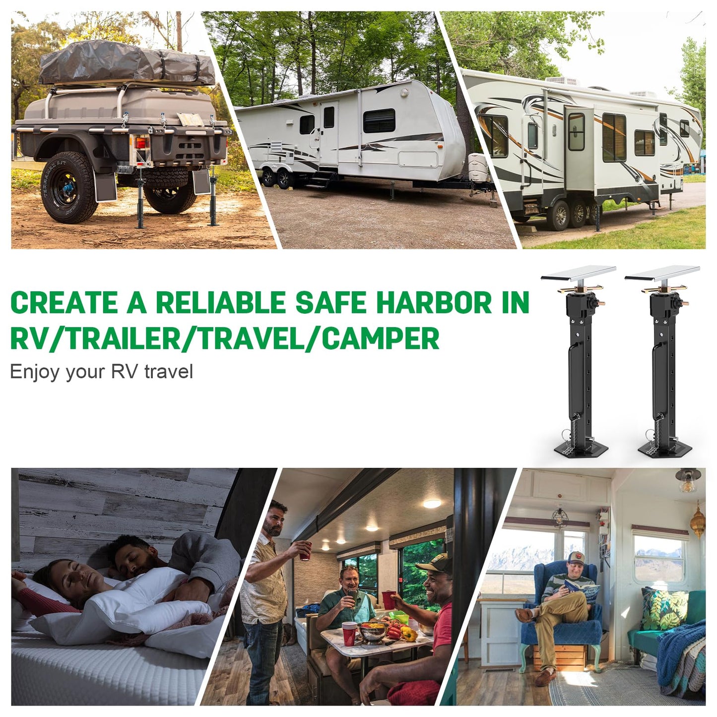 RV Slide Out Support Jacks 16"-36"(Electric Drill Adjust) 2 Pcs Heavy Duty RV Stabilizer Jacks for Camper and Travel Trailer, Supports Up to 5,000 lbs and Aluminum Gear Box
