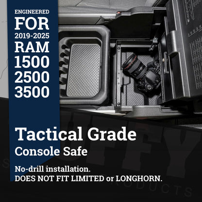 Tuffy Security Products Locking Console Safe – Keyed Lock – Compatible with RAM Sliding Tray Console (2019–2026) - Does NOT fit Limited or Longhorn