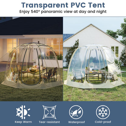 Happygrill Pop up Bubble Tent, 9.5 x 9.5 FT Outdoor Dome Screen Tent for for 4-6 People w/16 Stakes, 8 Wind Ropes, 8 Sandbags, Carrying Bag, Portable Weatherproof Screen House for Camping Sports Event