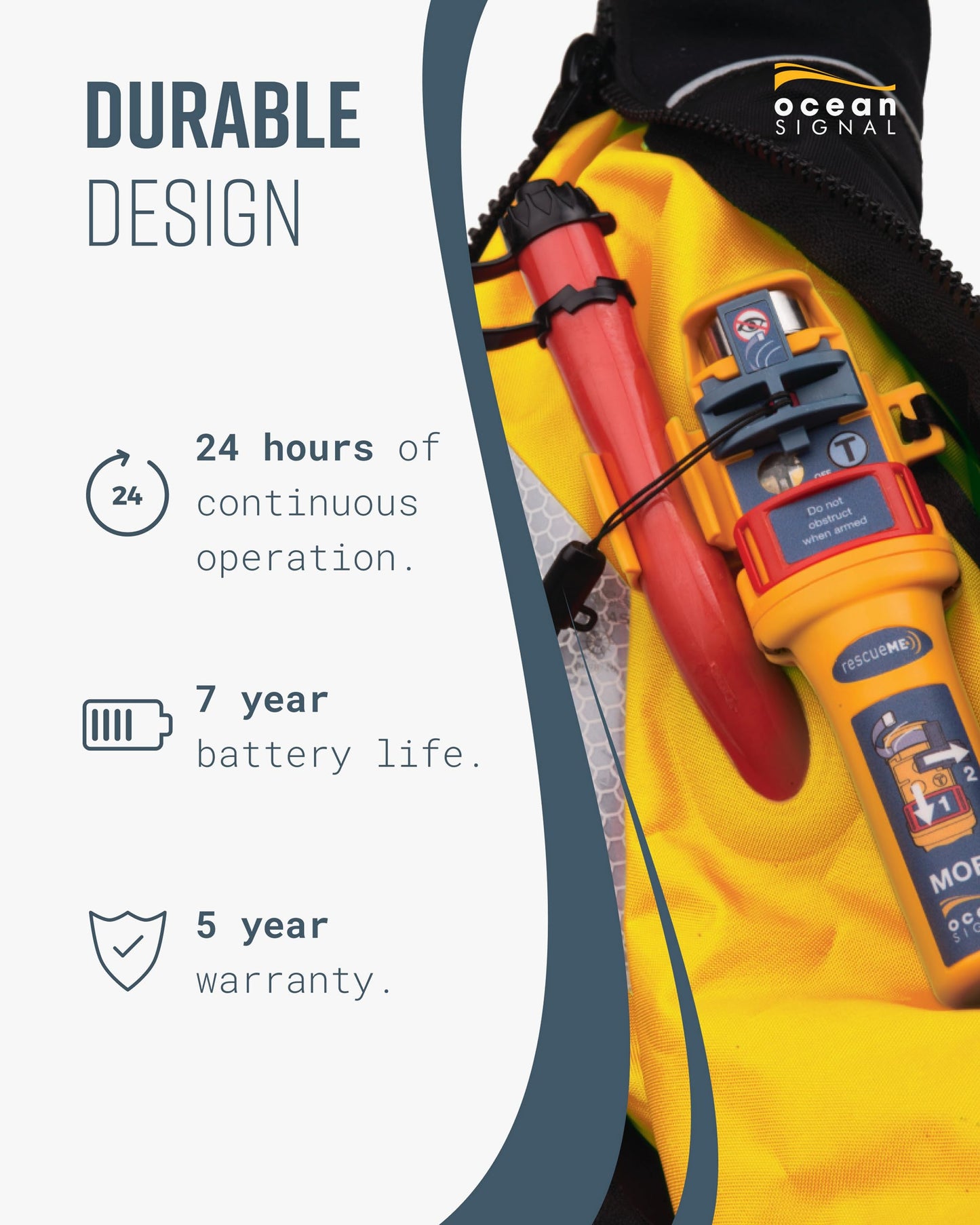 Ocean Signal rescueME MOB1 - Compact AIS Man Overboard Device with Automatic Activation, 7-Year Battery Life, 24 Hours of Operation, and Integrated DSC Transmitter