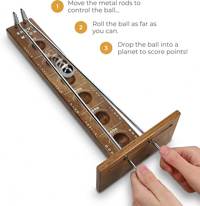 WE Games Shoot The Moon Game Large 17.5 inch Size Walnut Wood Stain Retro Games for Adults Classic Table Top Board Game