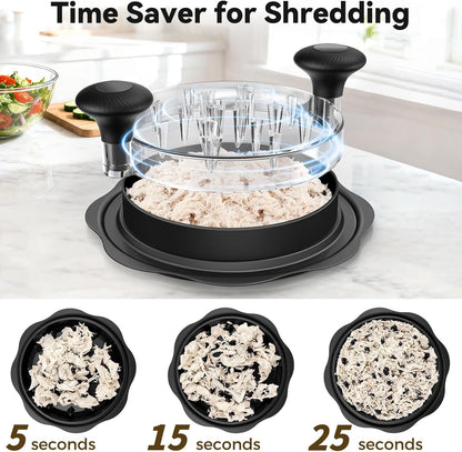 Ukeetap 10" Pro Chicken Shredder Tool - BPA-Free Meat Grinder with Ergonomic Handle & Anti-Slip Base, Black