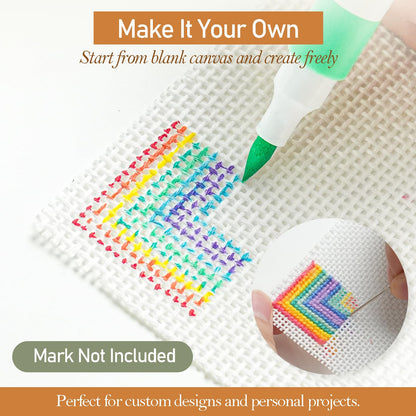 Needlepoint Canvas 13 Mesh, 8 Pack 8 x 8 Inch Pre-Cut Cotton Blank Embroidery Fabric with 5 Needles, Blank Canvas for Needlepoint, Canvaswork & DIY Craft Supplies, No-Fold Packaging