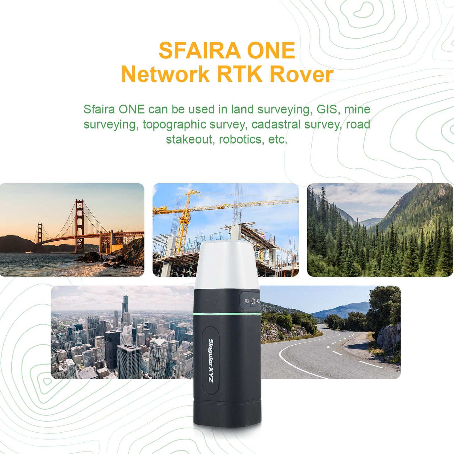 SingularXYZ RTK GNSS Survey Equipment 60° Tilt Built-in IMU,Equipped with Rover Handheld GPS and Software Ideal for Land Surveying,GIS,Mine Surveying,Topographic