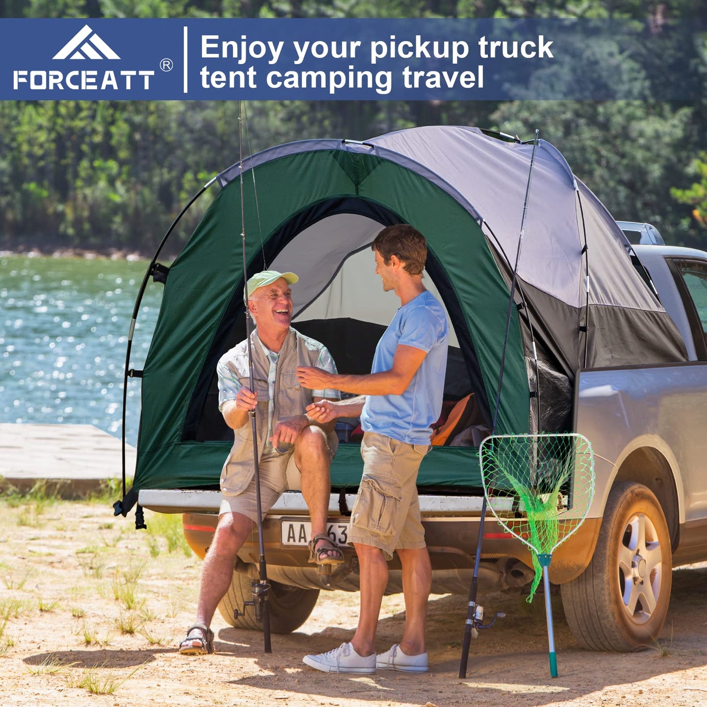 Forceatt Truck Bed Tent, Fits 5’-6.5’ , Waterproof PU2000mm Pickup 6.5 Foot Bed, Easy Setup 2 People Portable Truck Tents for Camping, Hiking, Fishing