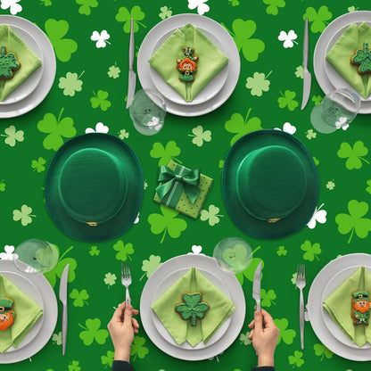 4 PCS St Patricks Day Decorations, Plastic 108" X 54" Irish St Patricks Day Tablecloth, Disposable Lucky Shamrock Decorations, Rectangle Shamrock Green Table Cloths, Lucky Decor for Memorable Table