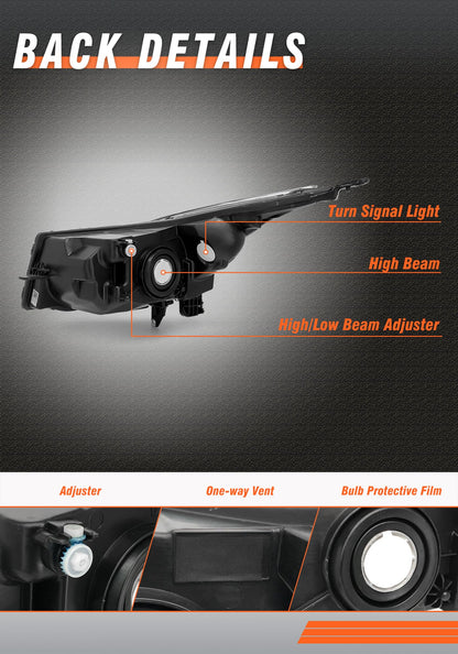 AXLAHA Headlight Assembly for 2011-2015 Chevy Cruze LS/LT/LTZ | 2016 Chevy Cruze Limited Black Housing Clear Reflector Headlamp Replacement Pair