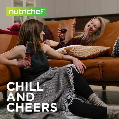 NutriChef 24 Bottle Wine Fridge | Dual Zone Chiller | Adjustable Temperature 41°F to 64°F | Ultra Quiet Operation | Wine Cooler for Home, & Office | FreeStanding 39x11x23 in (Black)