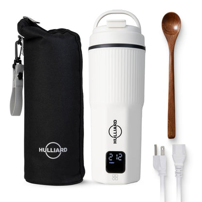 HULLIARD Travel Electric Kettle - 316 Stainless Steel, Portable Tea Kettle & Water Heater, 450ml Portable Water Boiler, 6 Temperature Settings, Auto Shut-Off, Universal Voltage (100-240V)