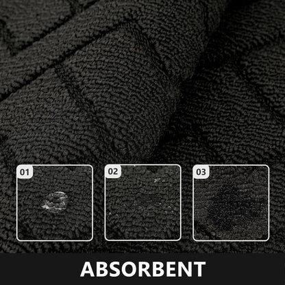 hicorfe Kitchen Runner Rugs and Mats Sets,2 Pieces Absorbent Non-Slip Kitchen Rug,Comfort Kitchen Mat for Floor,Washable for Kitchen,Hallway,Office,Sink,Laundry(20"x48"+20"x32",Black)