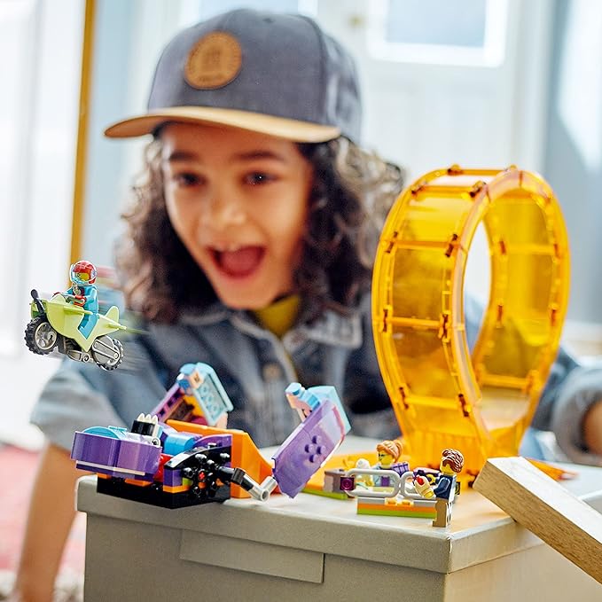 LEGO City Stuntz Smashing Chimpanzee Stunt Loop 60338 with Flywheel Toy Motorcycle Ramp Chimp Prop and 3 Minifigures Gift for Kids Aged 7 Plus
