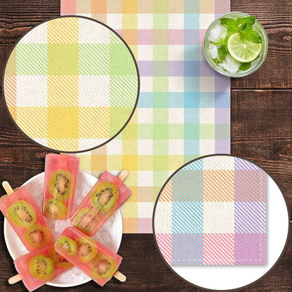 Pudodo Easter Buffalo Plaid Check Table Runner Spring Holiday Farmhouse Fireplace Kitchen Dinning Room Home Party Decoration (13" x 60")