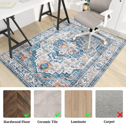 chakme Office Chair Mat for Hardwood Floor, 48"x36" Easy Glide Computer Desk Mat Protector for Rolling Chair Under Desk Rug Nonslip Backing, Machine Wash, (Boho)