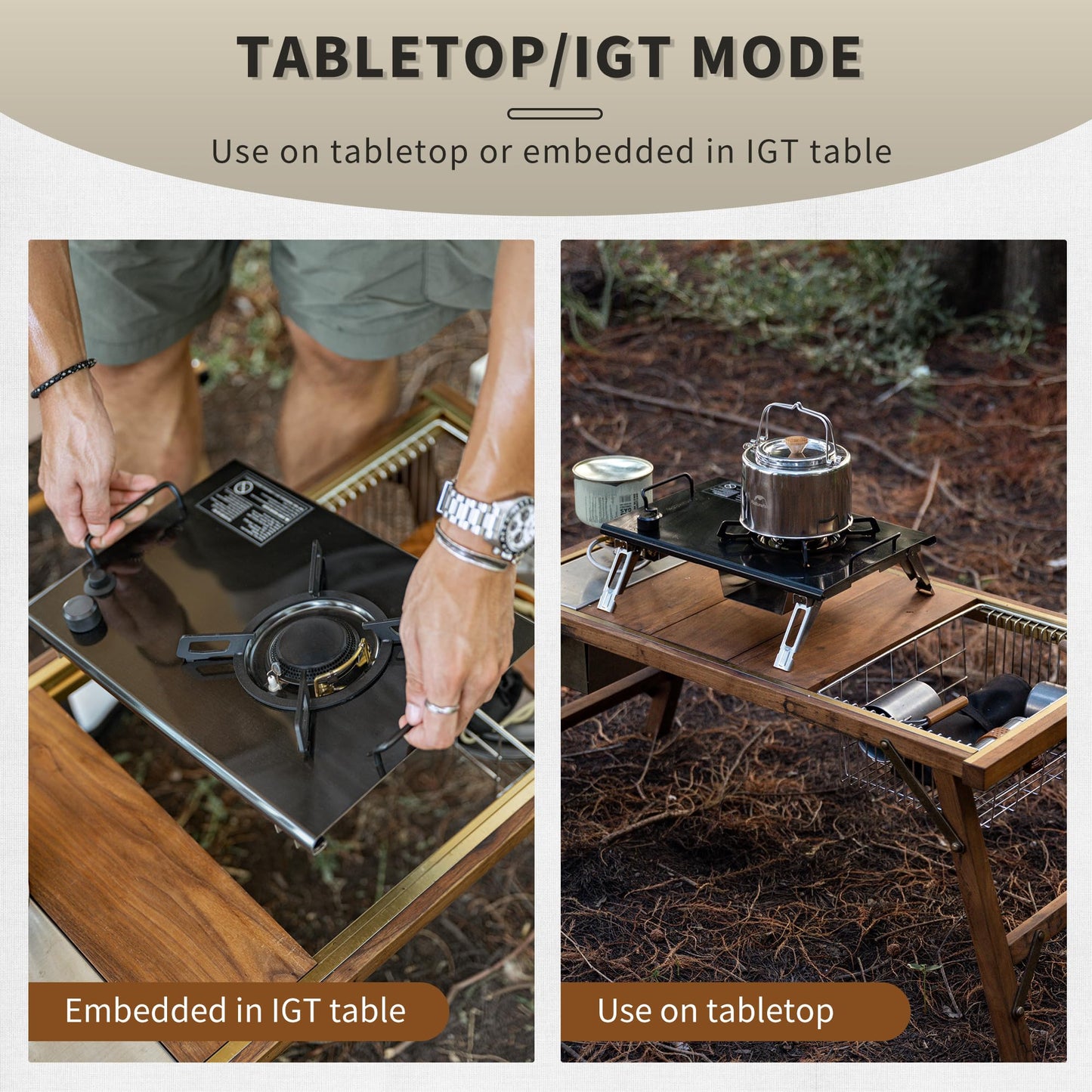 Naturehike Camping Gas Stove for IGT Table, Folding Isobutane Stove with Carry Bag, Portable Camp Stove for Outdoor Car Camping Cooking Tailgating