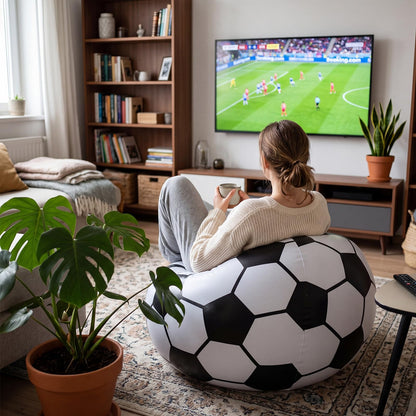 Anglechic 6 Pack Inflatable Soccer Bean Bag Chair 41 Inch Blow up Soccer Sofa with Foot Pump, Inflatable Bean Bag Chair for Adults, Portable Air Cushion Lounge for Outdoor Camping Party