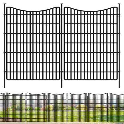 10 Panels No Dig Dog Fence Outdoor for Yard, 48 in (H) x 23.6 ft (L) Animal Barrier Fence Rustproof Metal Wire Panel Border for Dog, Tall Garden Fenceing Panels Temporary Ground Stakes for Yards,Patio