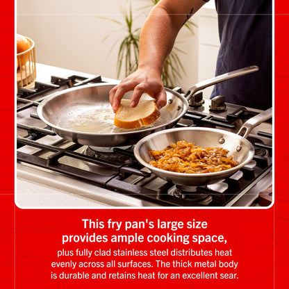 Heritage Steel Eater Series 12 Inch Frying Pan | Made in USA | 5-Ply Fully Clad Stainless Steel | Stay Cool Handle Design | Induction Ready & Non-Toxic