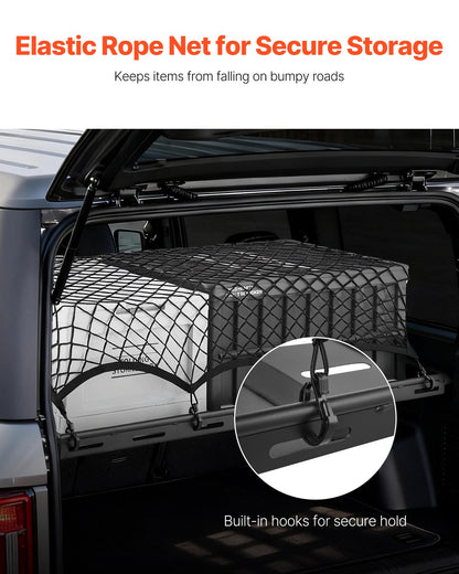 VEVOR Rear Trunk Cargo Rack with Net 2021-2026 Ford Bronco 4 Door Hardtops (Exclude Bronco Sport), 300 lbs Capacity, Carbon Steel Basket Tray Interior Storage Luggage Carrier