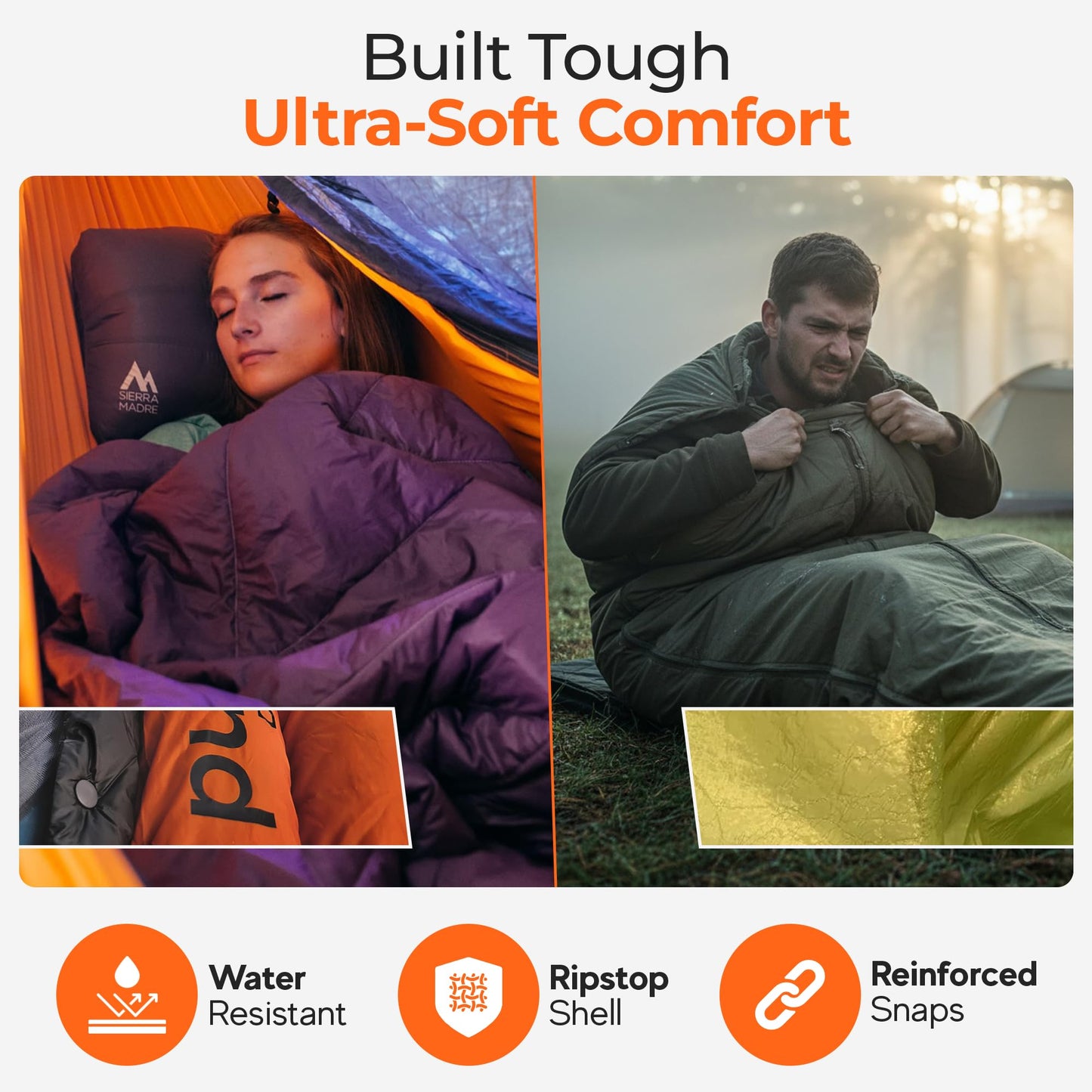 Sierra Madre Puffle 40 Camping Blanket – 5-in-1 Packable Warm Puffy Camping Quilt, Sleeping Bag & Camp Blanket – Lightweight, Water-Resistant Backpacking Quilt for Hiking, Travel & Outdoor Adventures